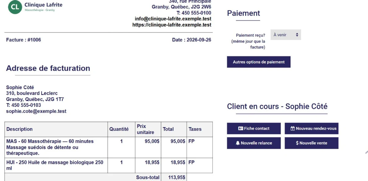 Paiement d'une facture dans L'AssisTemps