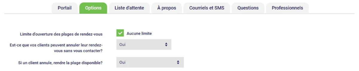 Options d'annulation en ligne et de remise en disponibilité de la plage dans L'AssisTemps
