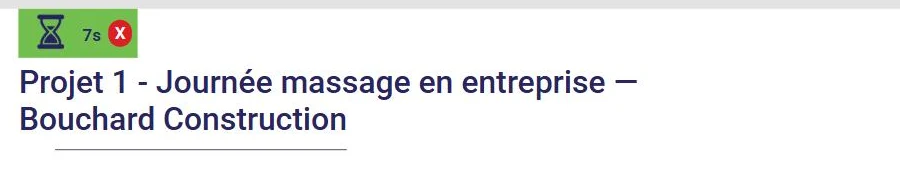 Minuteur en cours dans L'AssisTemps : rectangle vert avec le temps écoulé