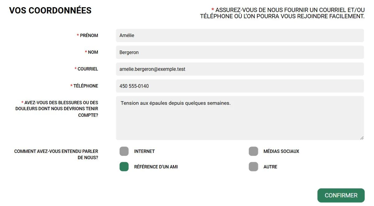 Portail de rendez-vous en ligne L'AssisTemps : questions personnalisées dans le formulaire de réservation